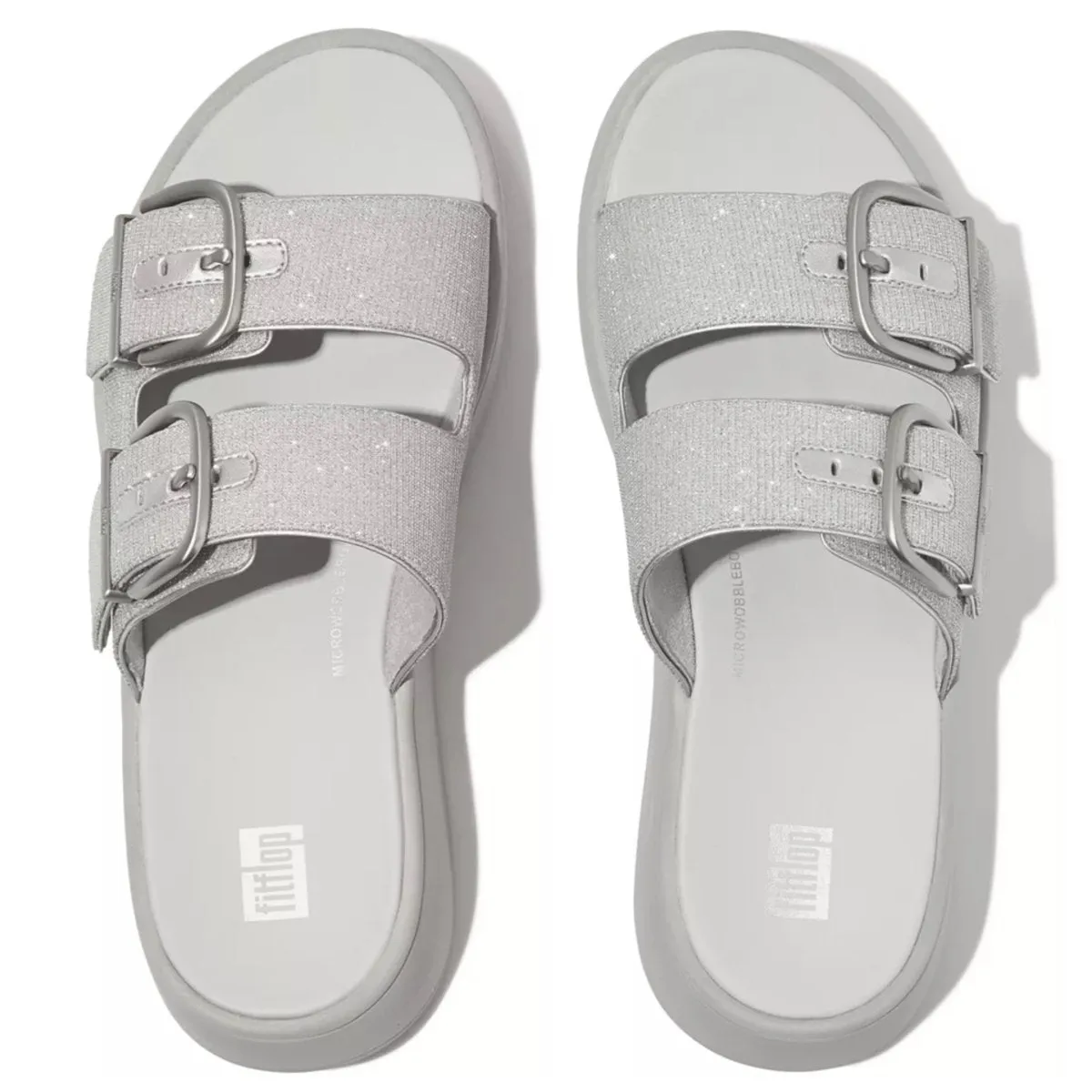 FitFlop Women's F-Mode Buckle Shimmer Silver