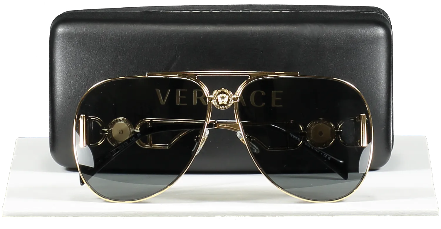 Gianni Versace Metallic Gold Medusa Logo Ve 2255 Sunglasses in case