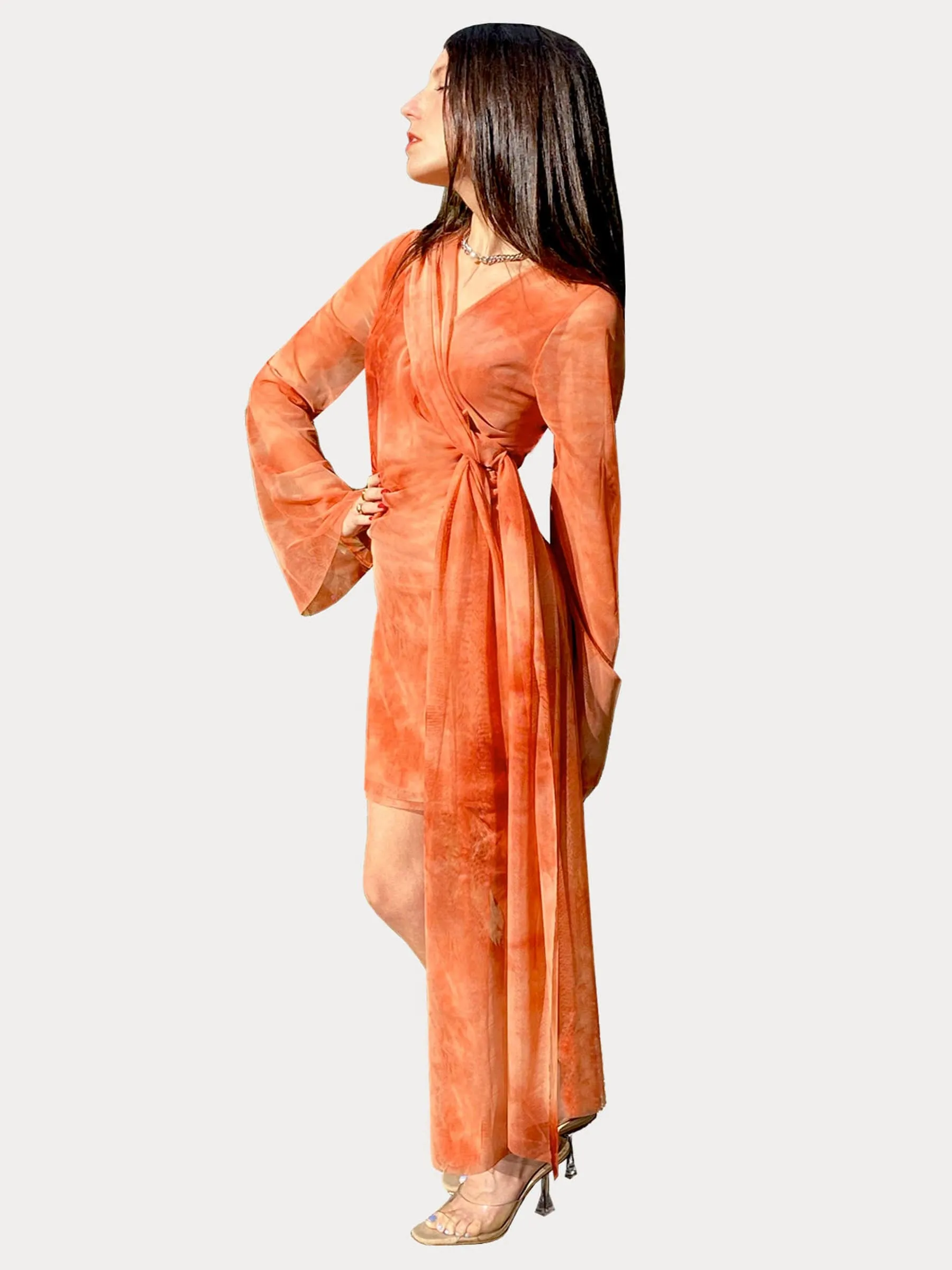 Henri Dress in Tangerine Tie Dye