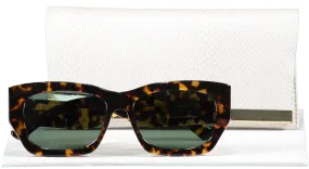 Jimmy Choo Brown Cami Sunglasses- Dark Havana Square-frame Sunglasses With Green Emblem  in case