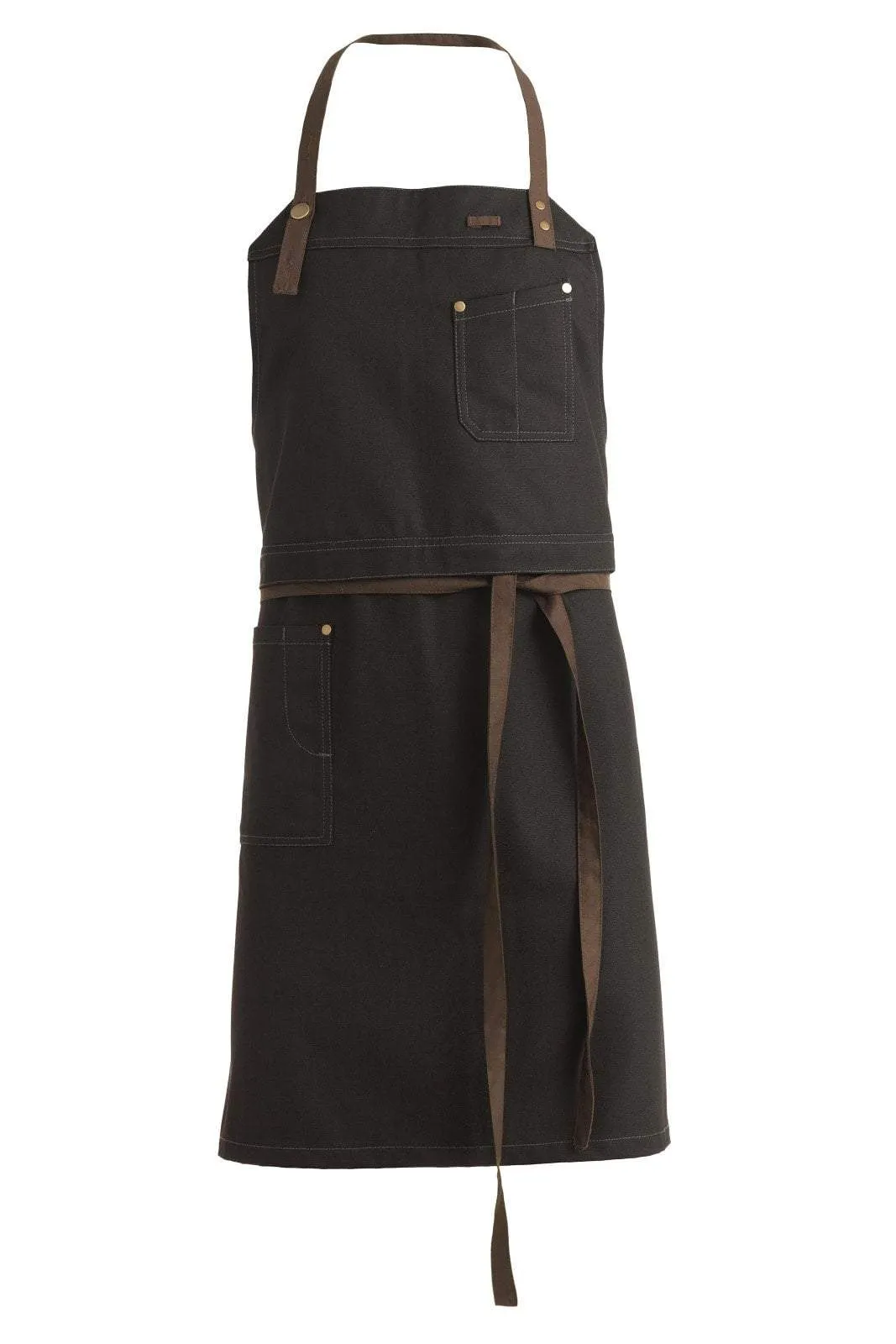 Kentaur 30360 Black Raw Bib Apron