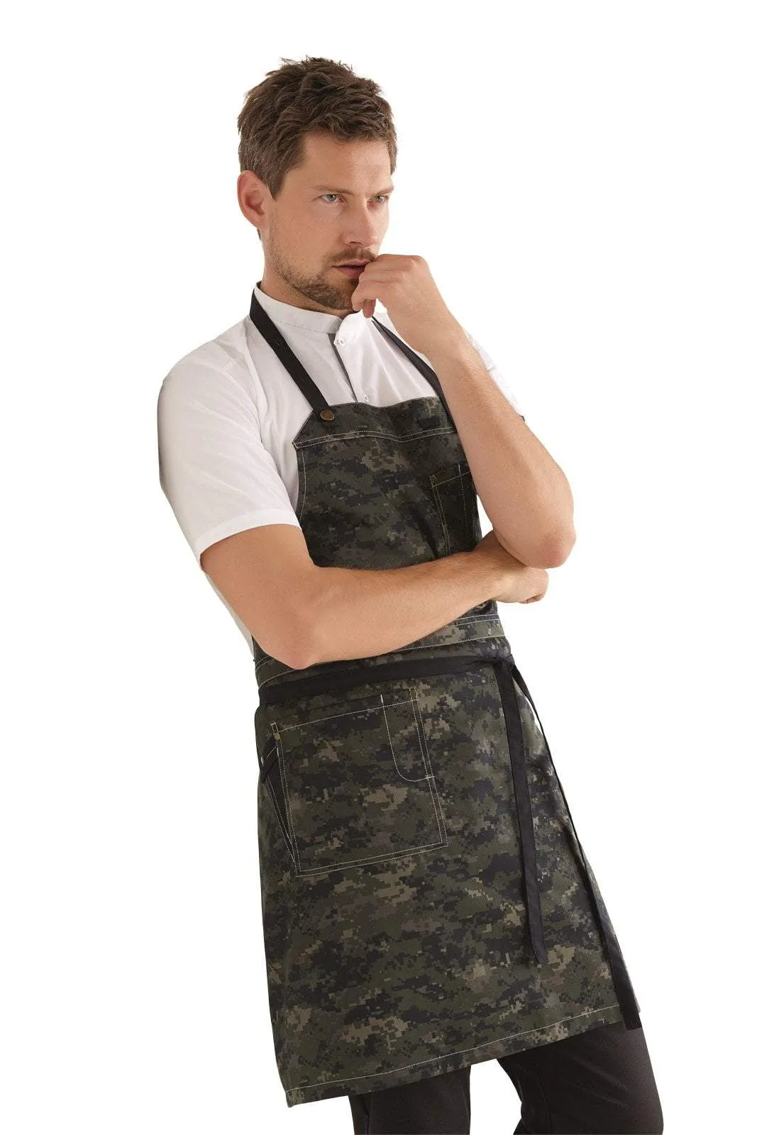 Kentaur 30360 Black Raw Bib Apron