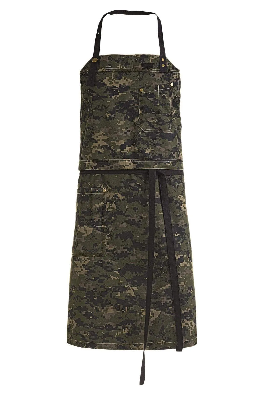 Kentaur 30360 Black/Brown Raw Bib Apron