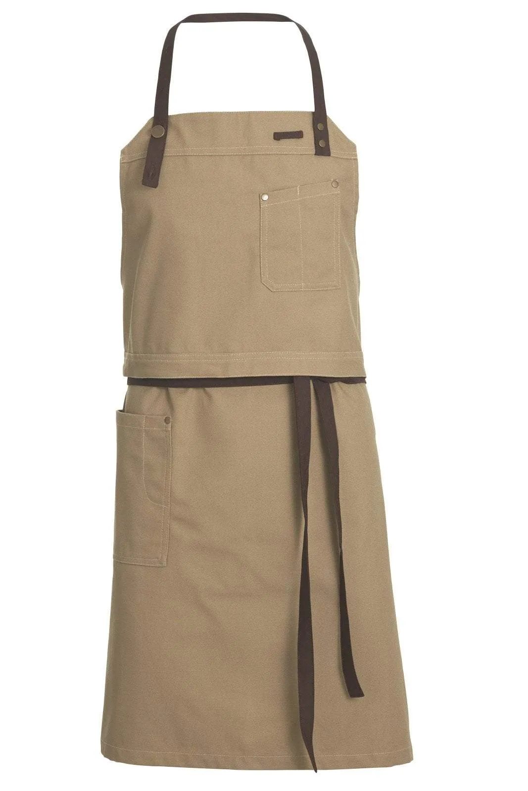 Kentaur 30360 Black/Brown Raw Bib Apron