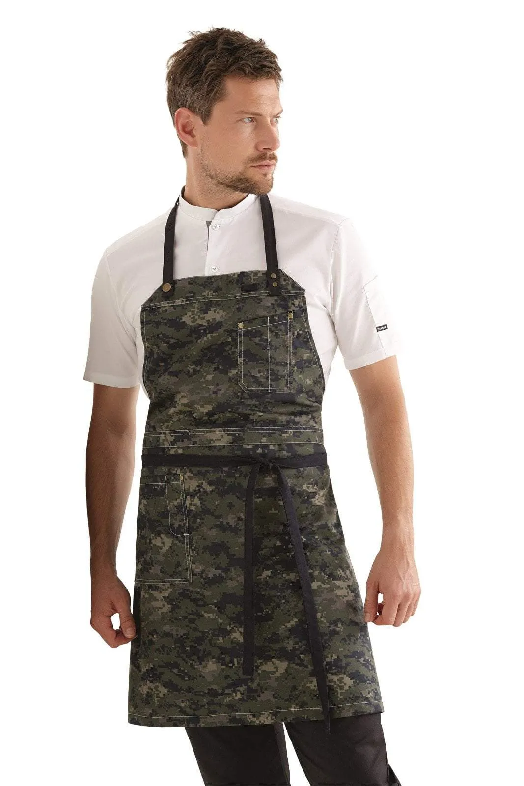 Kentaur 30360 Black/Brown Raw Bib Apron