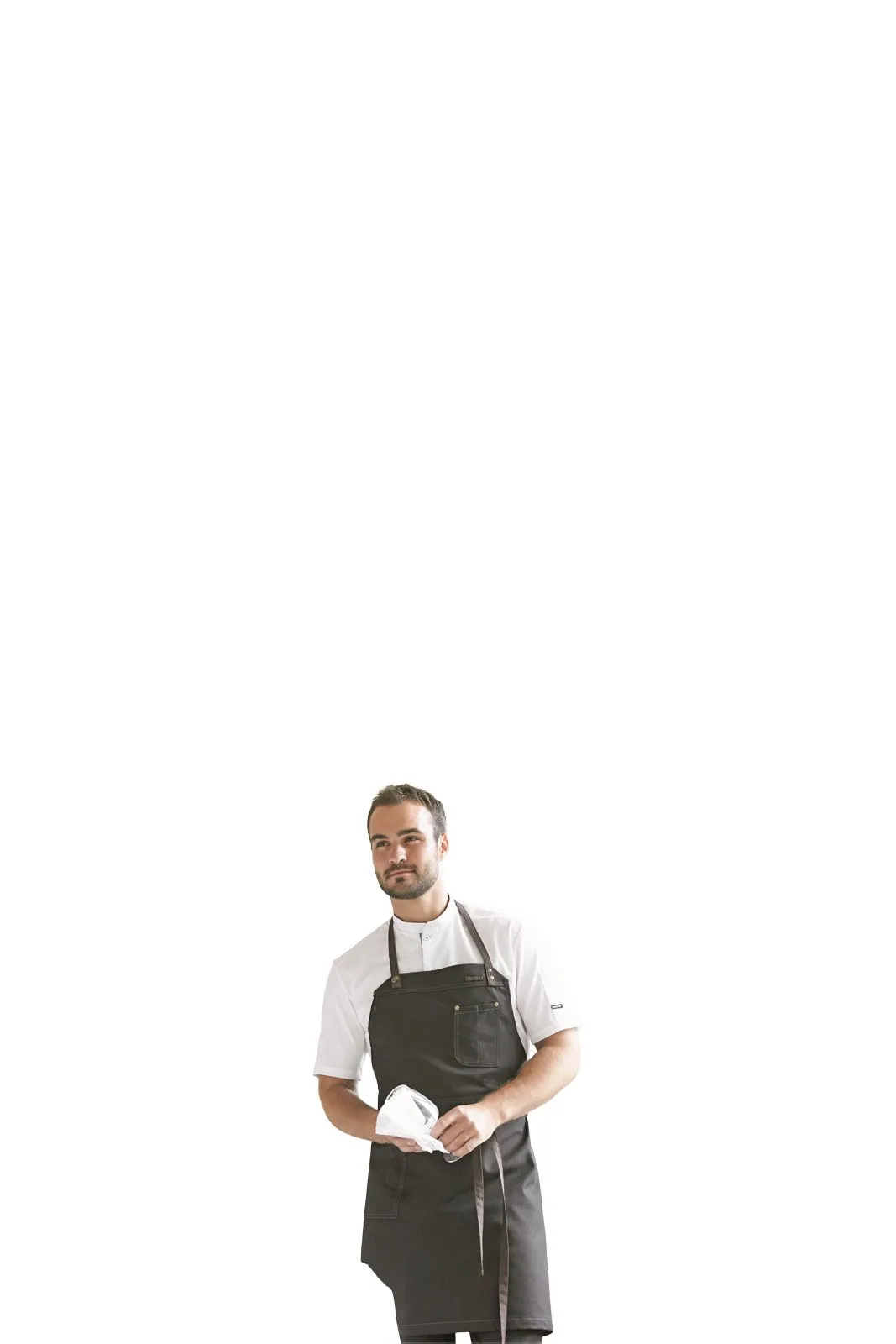 Kentaur 30360 Black/Brown Raw Bib Apron