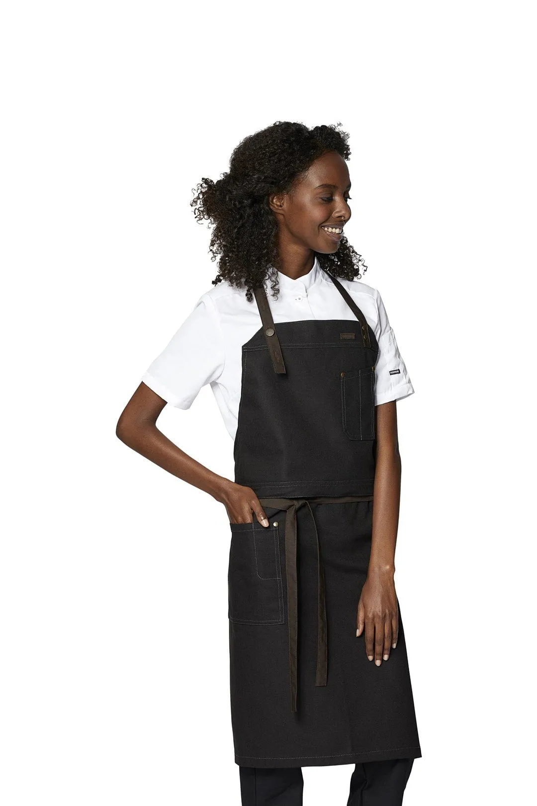 Kentaur 30360 Black/Brown Raw Bib Apron