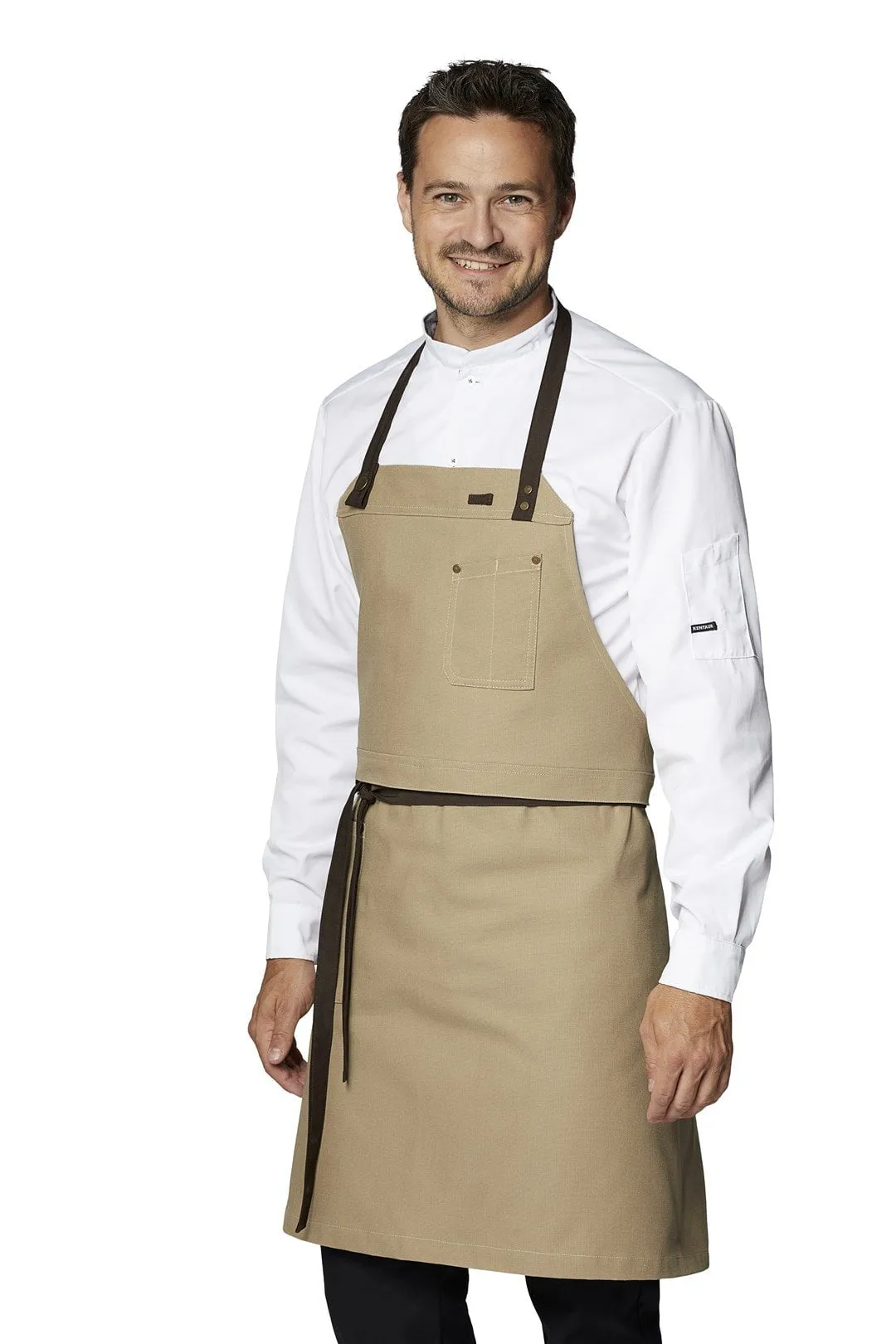 Kentaur 30360 Khaki Raw Bib Apron