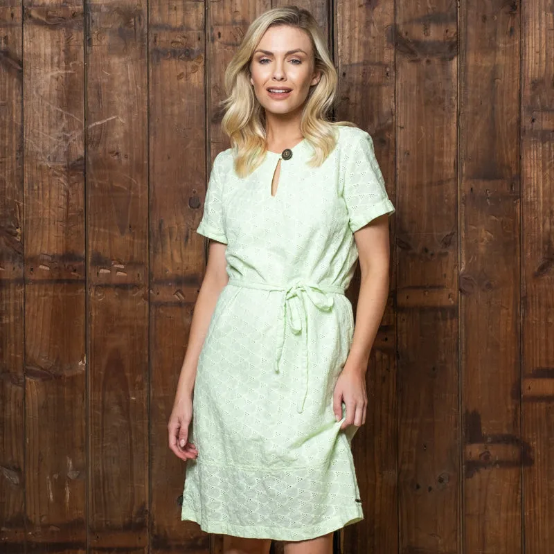 Kingsley Heath Luxe Button Keyhole Shift Dress Sage