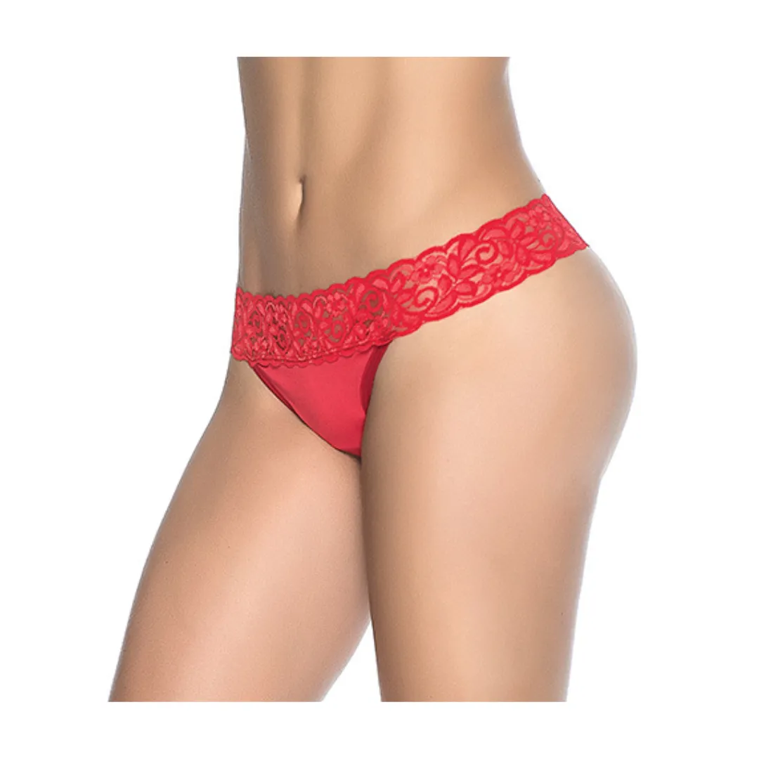 Lace Trim Cotton Thong 3 for $24