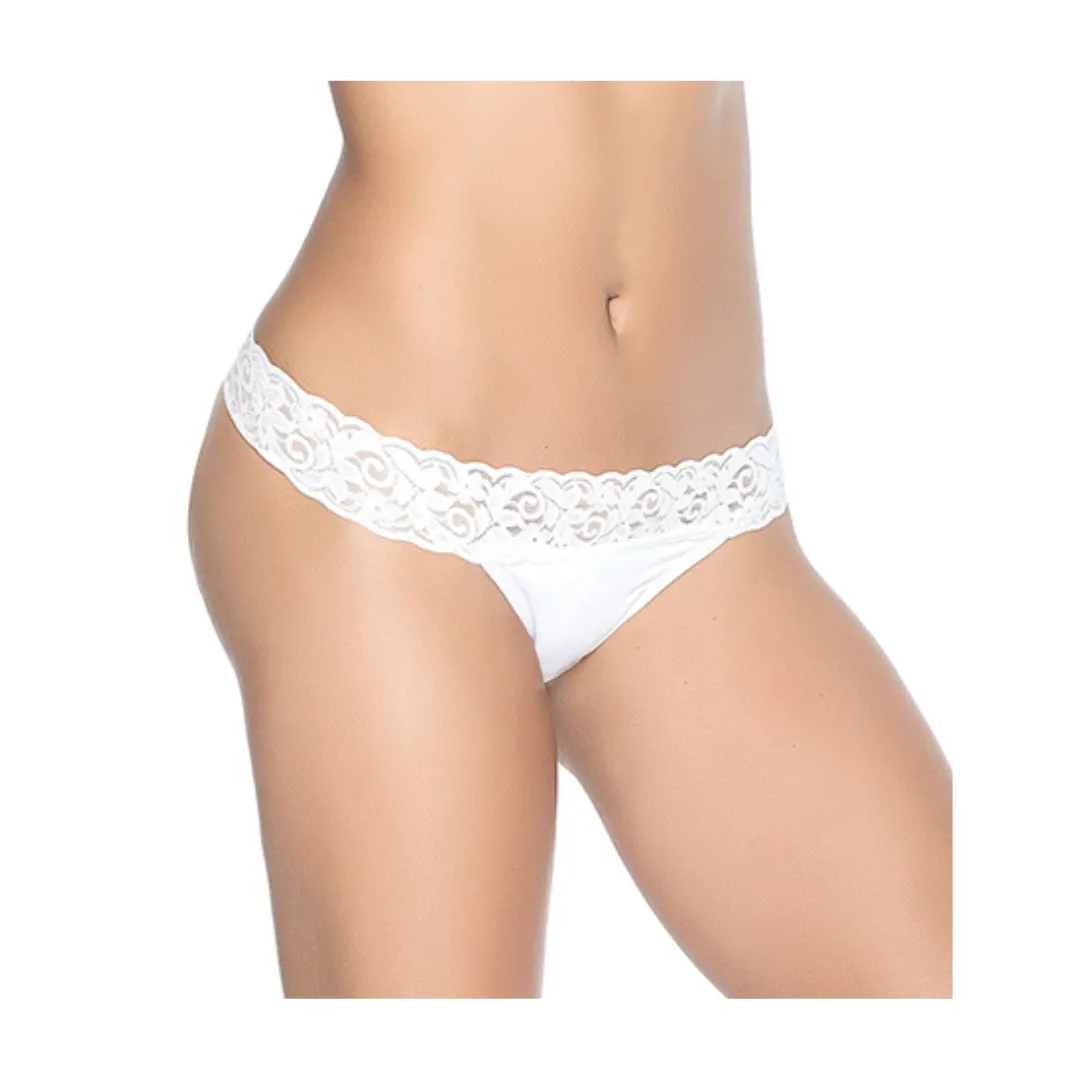 Lace Trim Cotton Thong 3 for $24