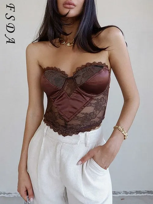 Lace Y2K  Summer Strapless Crop Top Corset 37