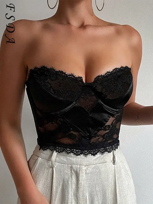 Lace Y2K  Summer Strapless Crop Top Corset 37