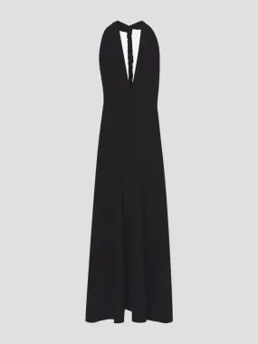 Matte Viscose Crepe Twist Back Dress in Black