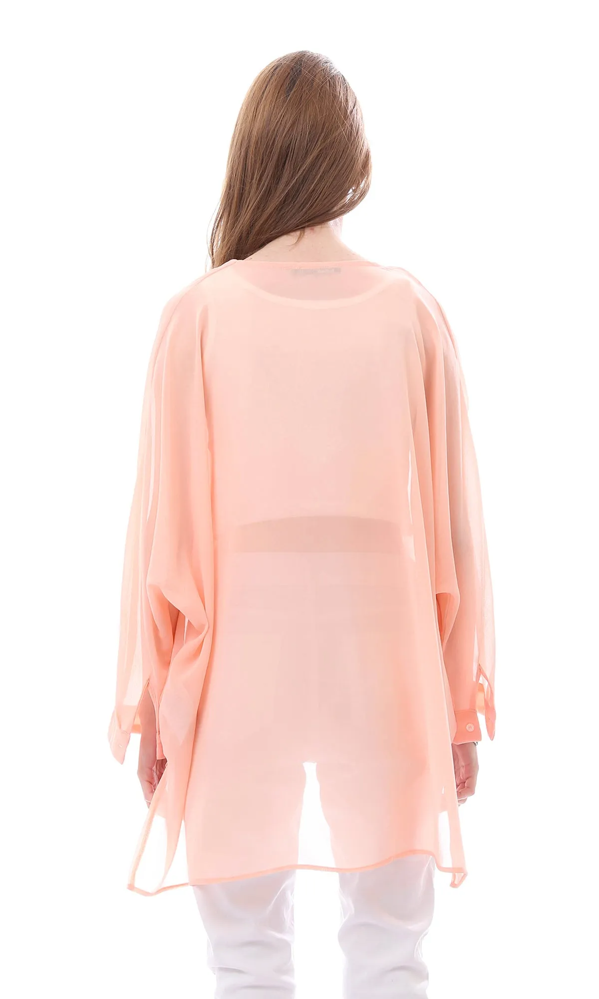 O165918 Simon Long Sleeves Slip On Sheer Blouse