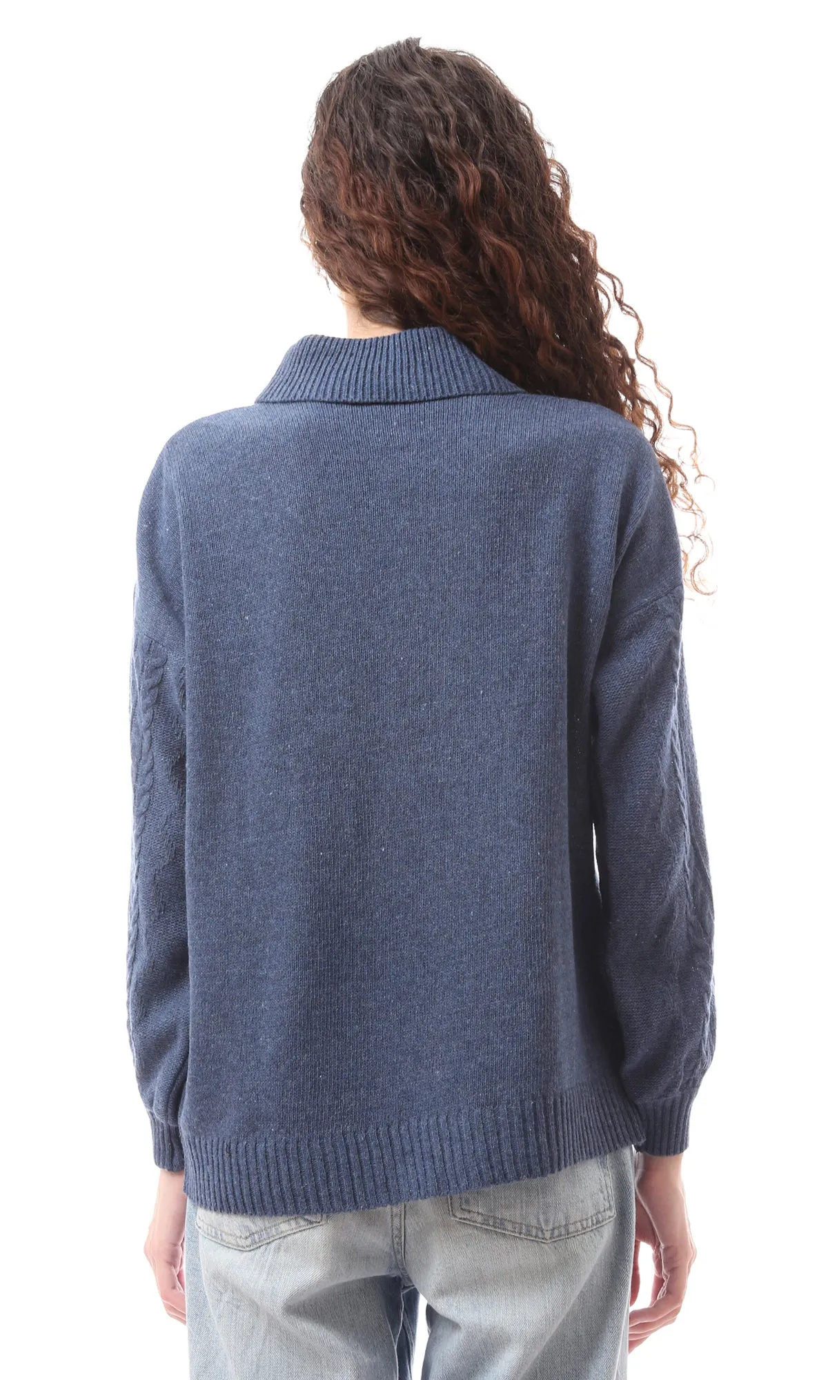 O169843 Navy Blue High Neck Pullover