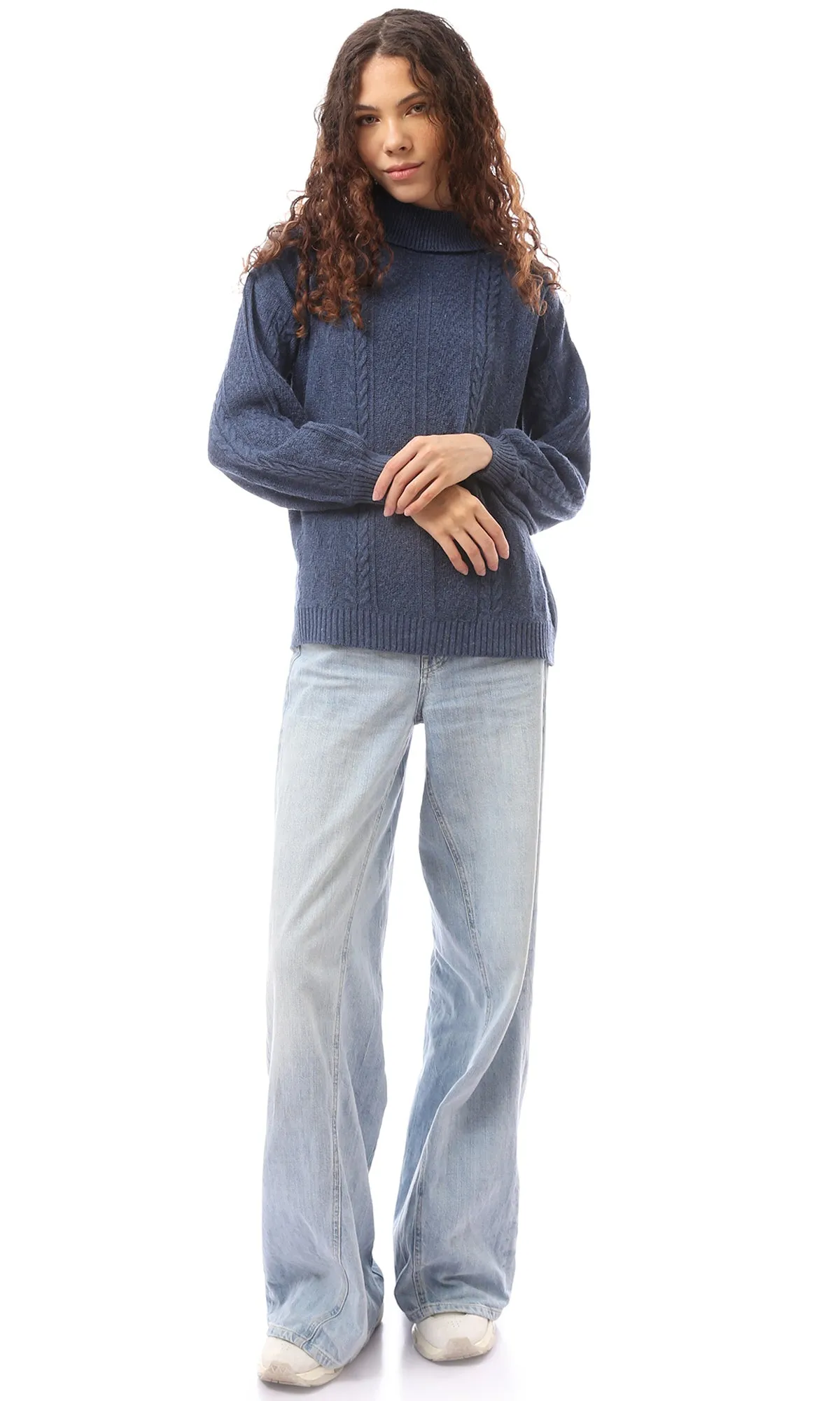 O169843 Navy Blue High Neck Pullover