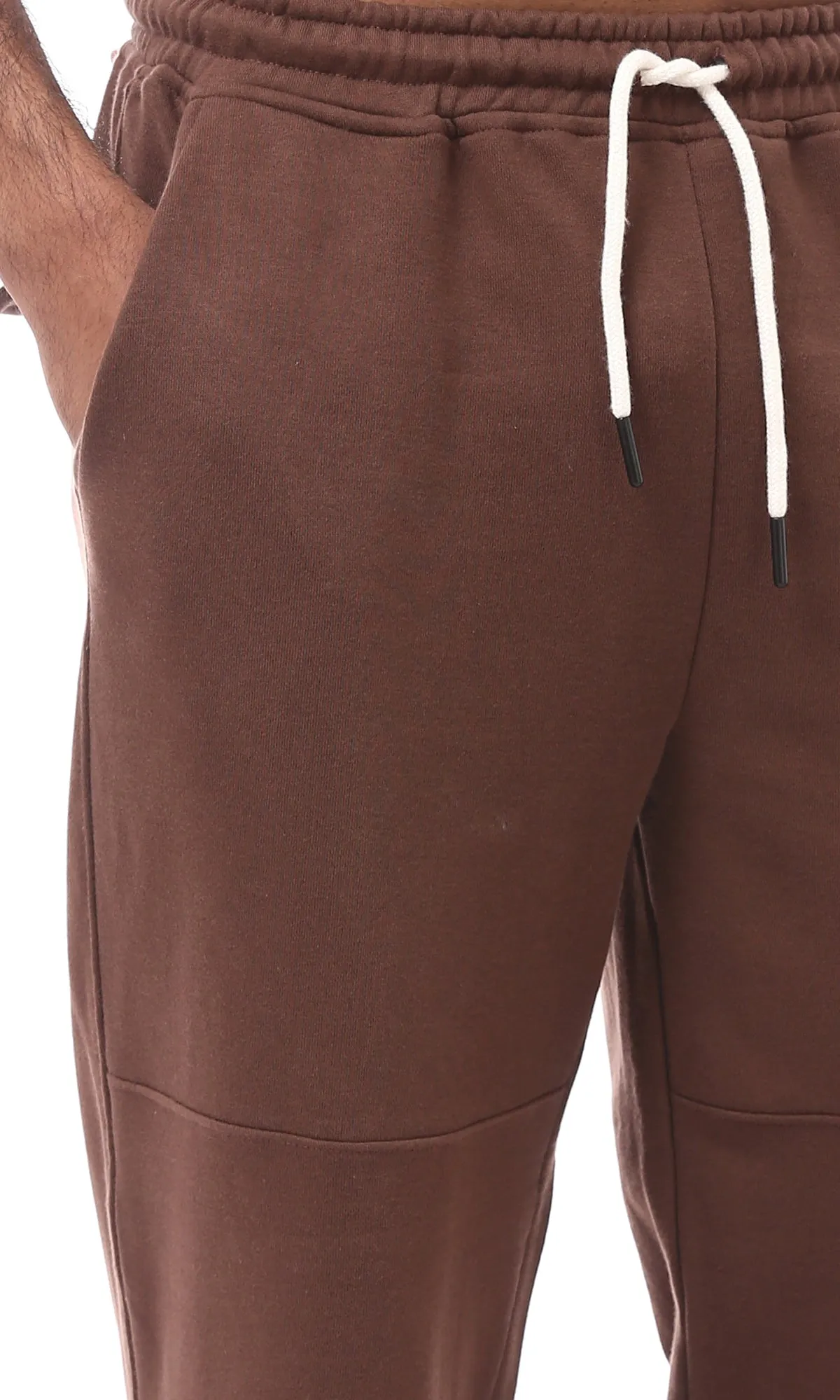 O174894 Solid Slip On Cotton Brown Pants