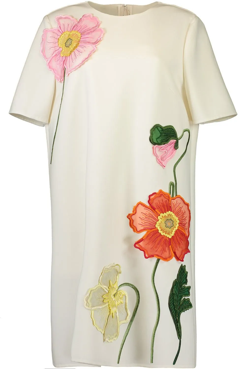 Painted Poppies Shift Dress - Ivory