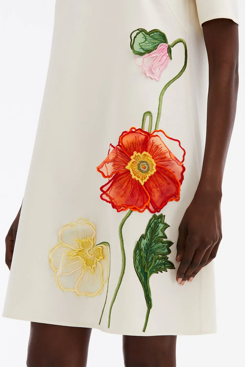 Painted Poppies Shift Dress - Ivory