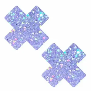 Purple Cotton Candy Blacklight Glitter X Nipple Cover Pasties