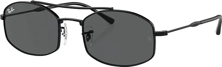 Ray-Ban Orb3719 Polished Black / Grey Lens Oval Sunglasses In Case BNWT