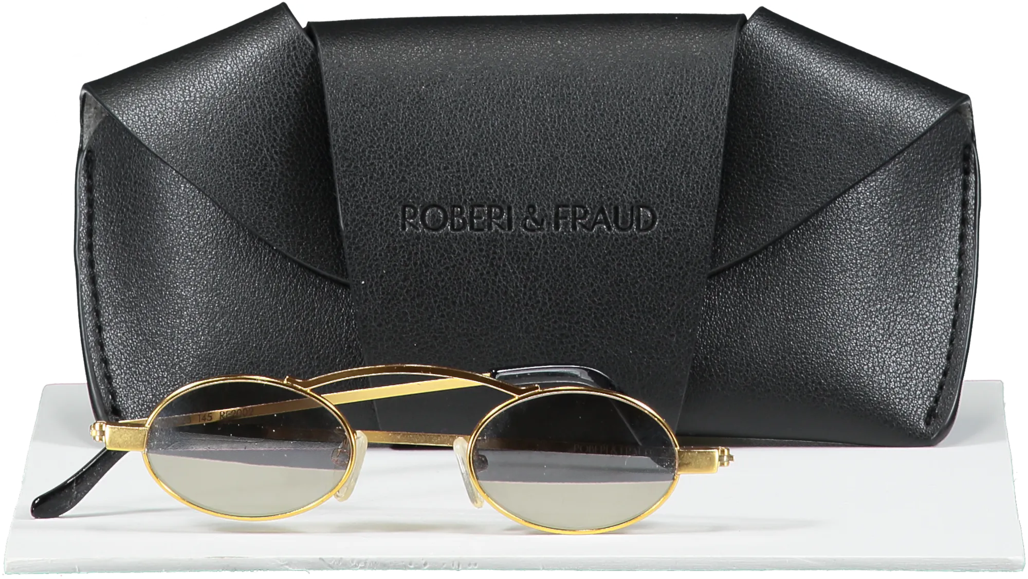 Roberi & Fraud Metallic Gold Doris 2.0 Sunglasses in case