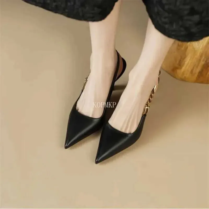 Sandals Autumn Fashion Sandals Metal Hollow Out Womens Pump Elegant Pointed High Heels High Heels Shallow Office Womens Shoes Sling XW6.5