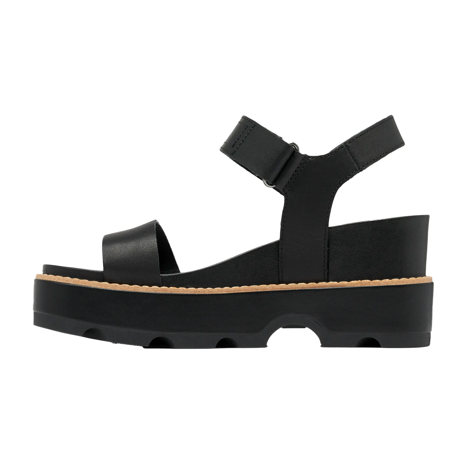 Sorel Joanie IV Y Strap Wedge Sandal (Women) - Black/Sea Salt