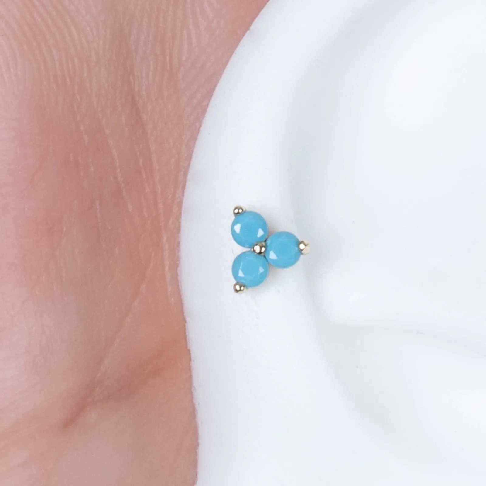 Turquoise Trinity Cluster Flat Back Earring