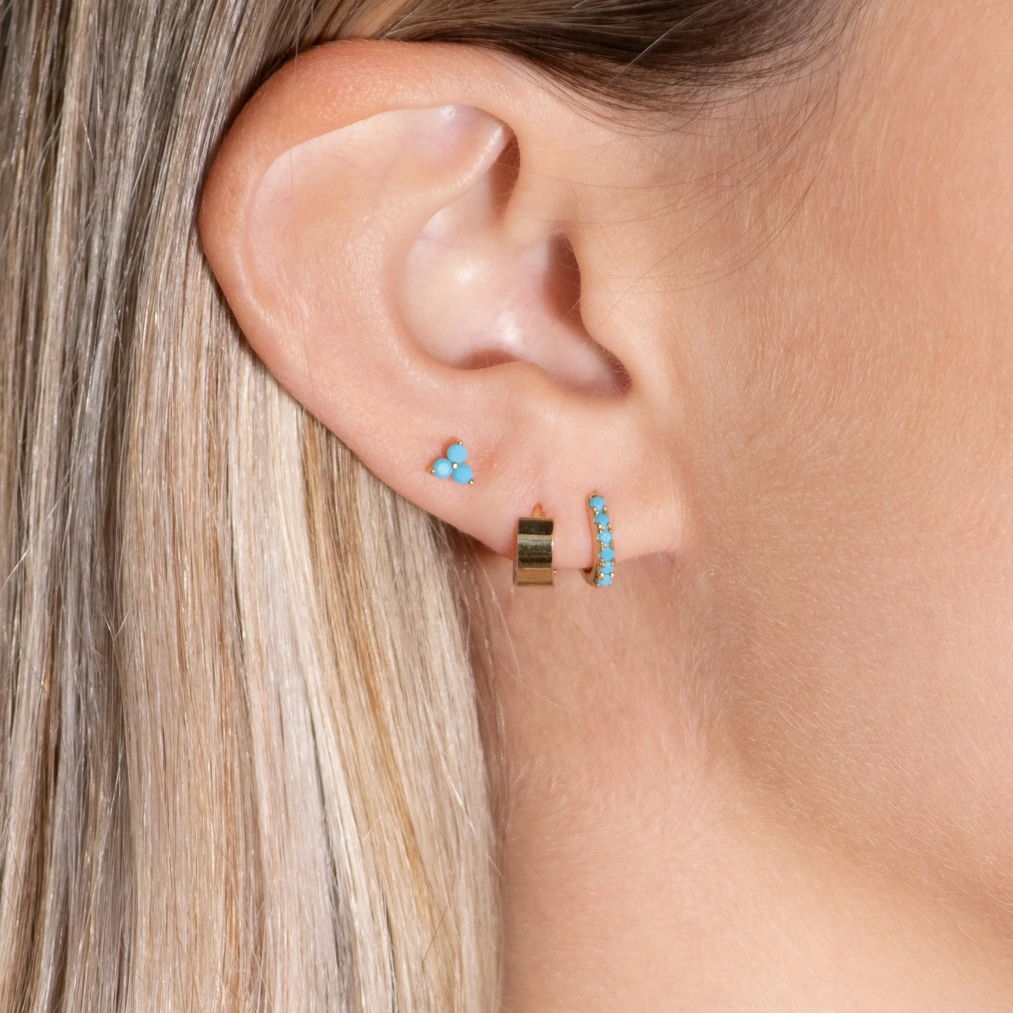 Turquoise Trinity Cluster Flat Back Earring