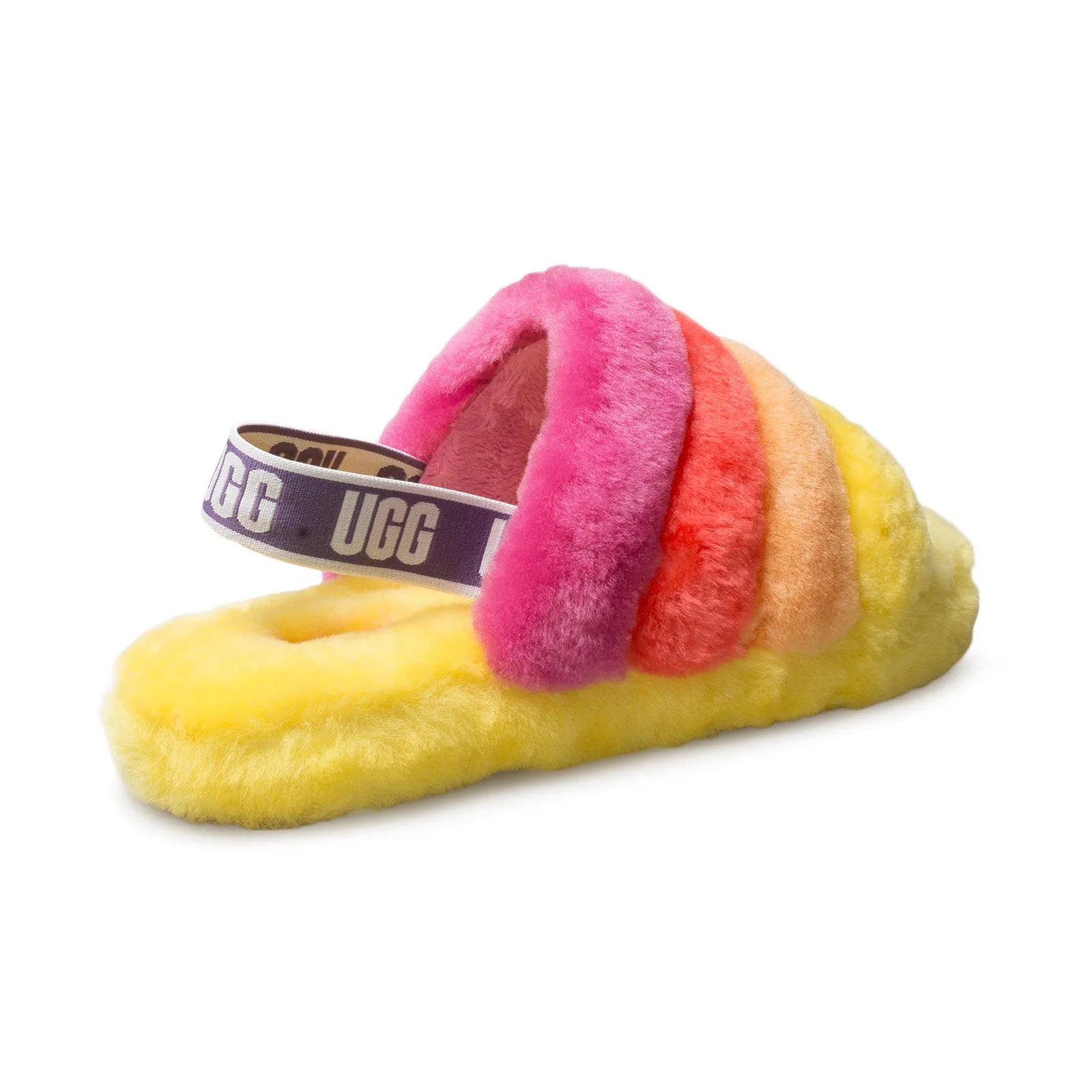 UGG Fluff Yeah Slide Pride Rainbow Yellow Slippers - Men's