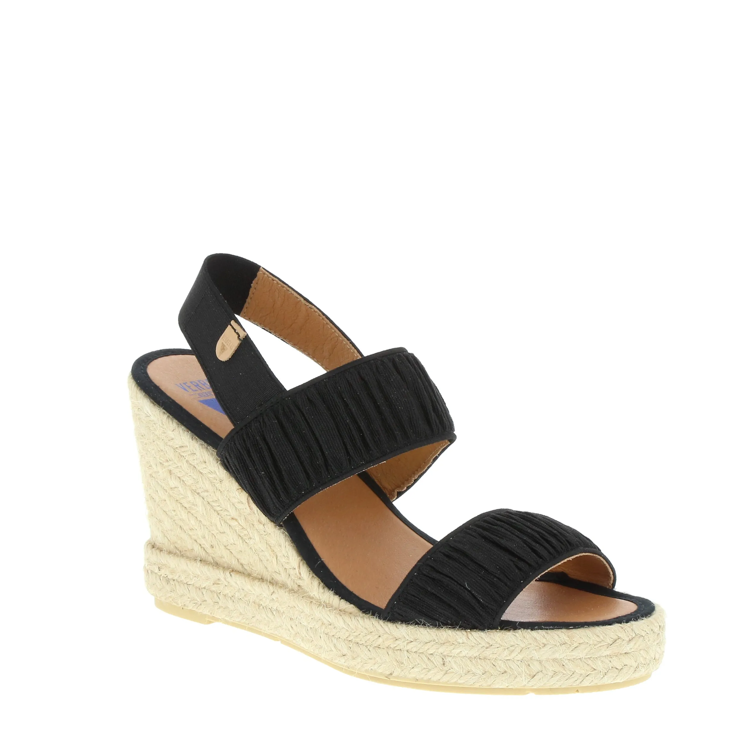 Verbenas Sade Plisado  Black Wedge Sandal