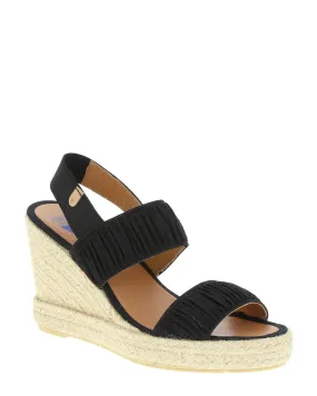 Verbenas Sade Plisado  Black Wedge Sandal