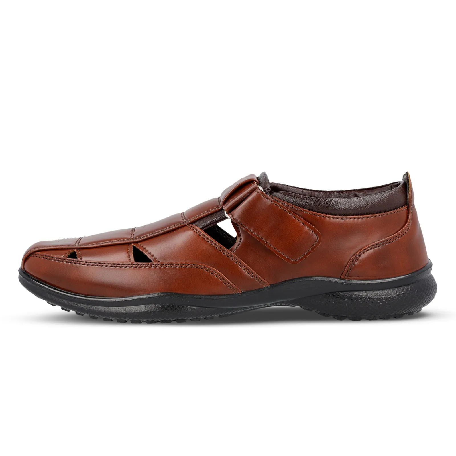 Walkaroo Xgo Men Solid Roman Sandals  - WF6255 Brown