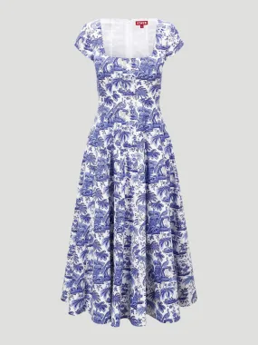 Wells Short-Sleeve Printed Midi Dress