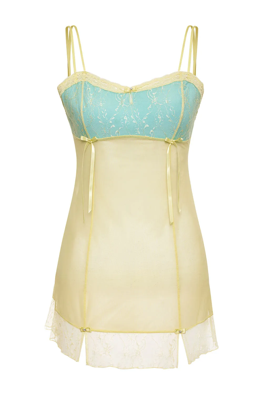 x GUIZIO Normandy Mesh Mini Dress - Sea Glass