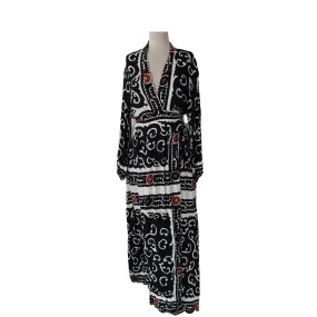 ZARA Black & White Ecru Printed Long Wrap Dress | Brand New |