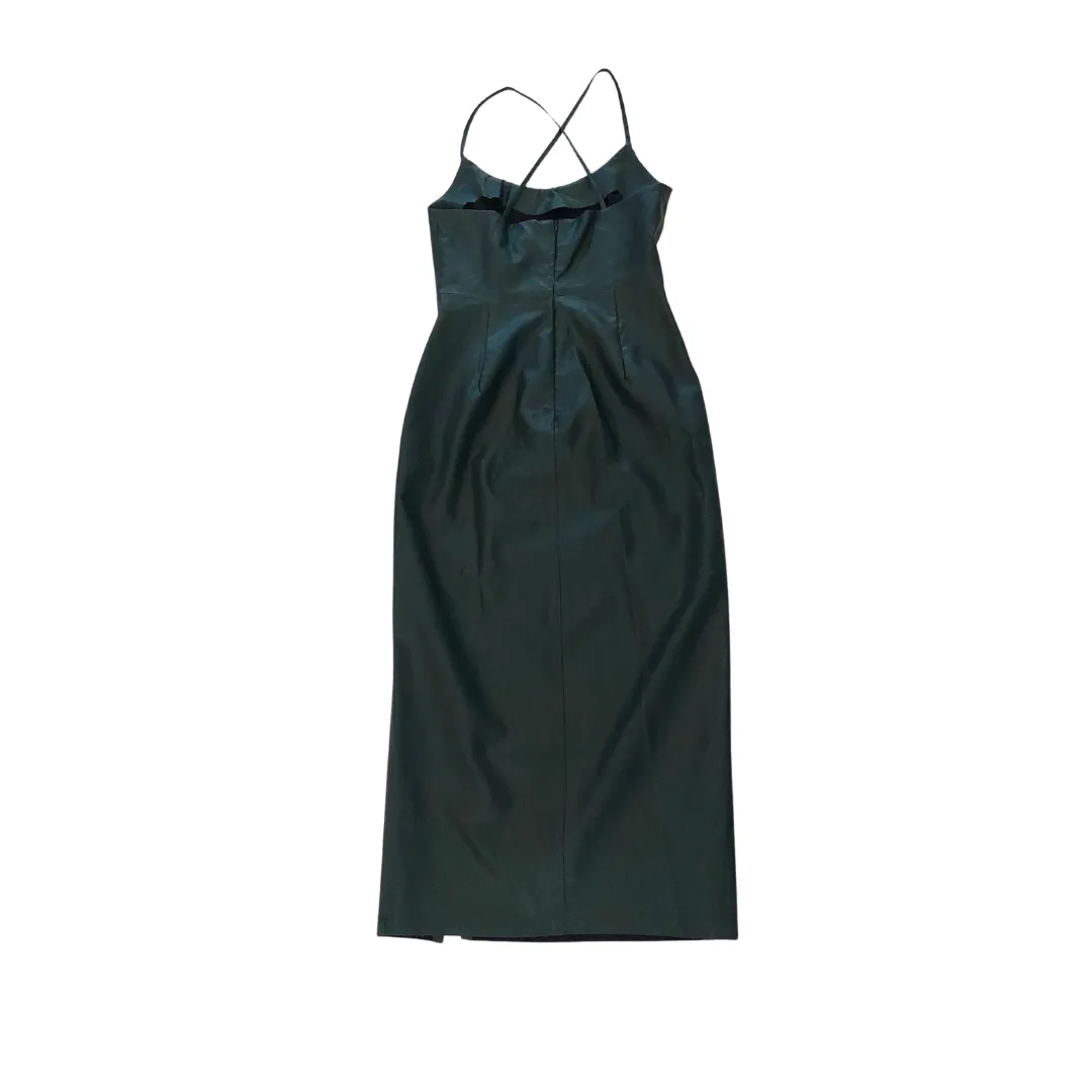 ZARA Dark Green Faux Leather Slip Dress | Brand New |